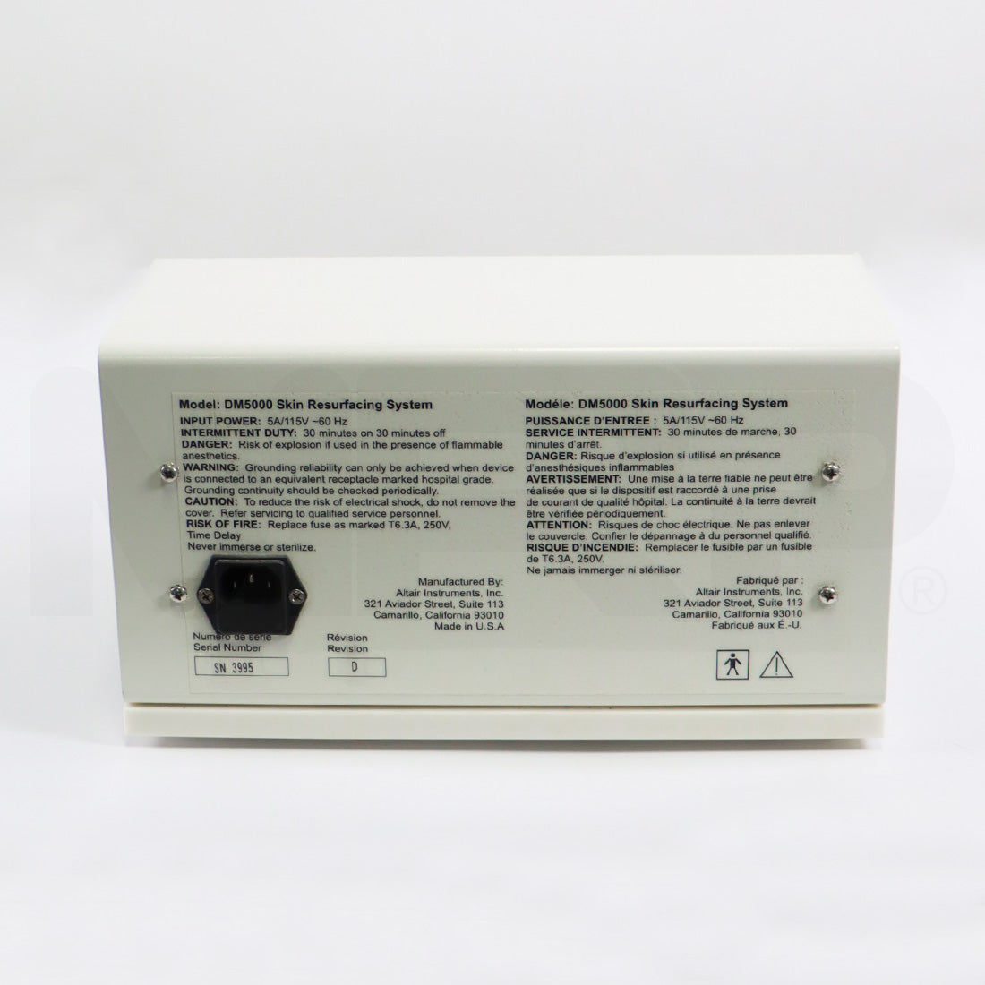 Altair Diamond Tome Vacuum Skin Resurfacing Microdermabrasion System DM5000A Rev D