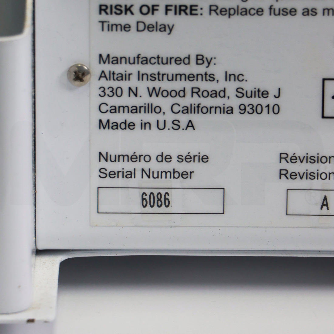 Altair Diamond Tome Vacuum Skin Resurfacing System DM5000A Rev A