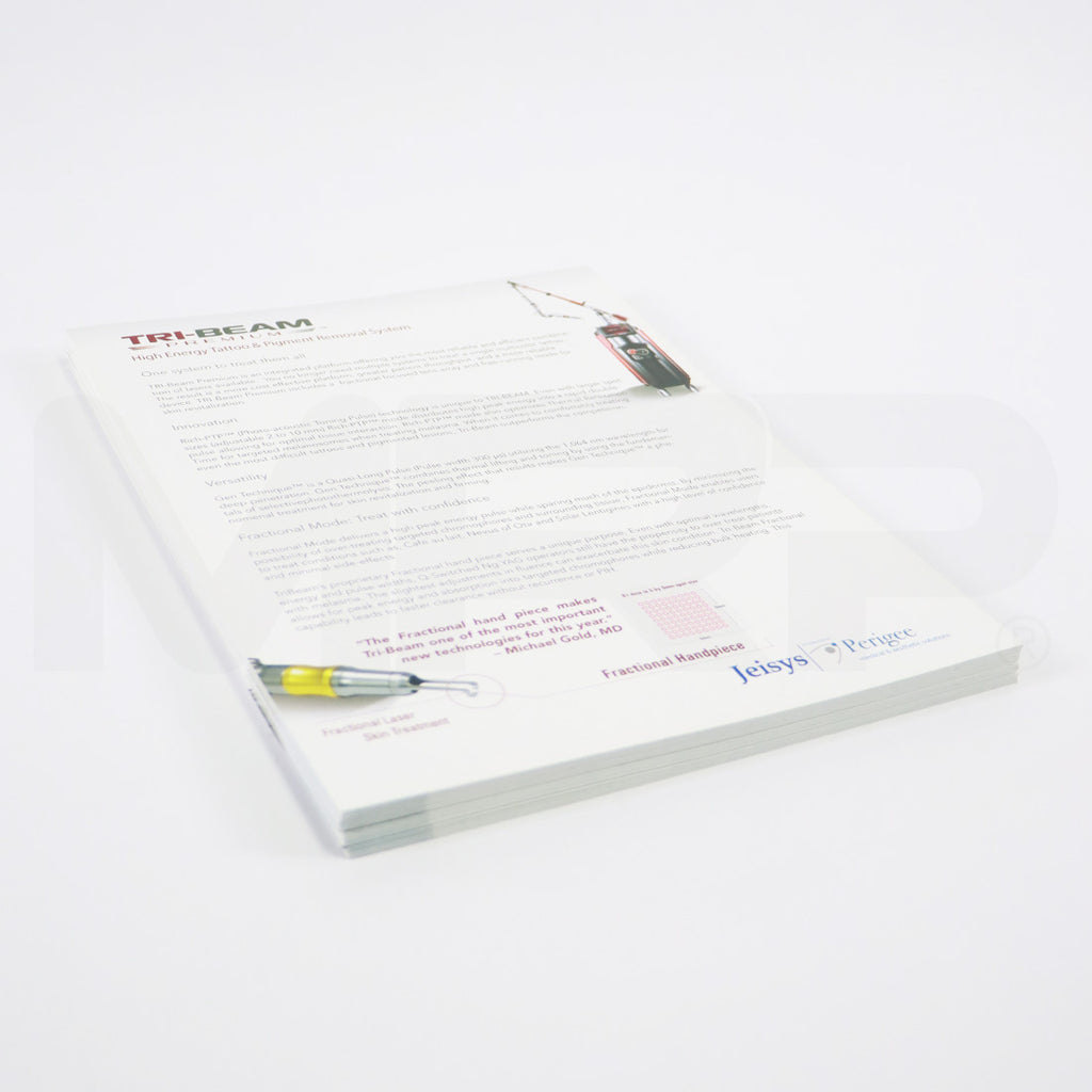 Jeisys Tri-Beam Premium Tattoo & Pigment System Marketing Sheets x50 Pack