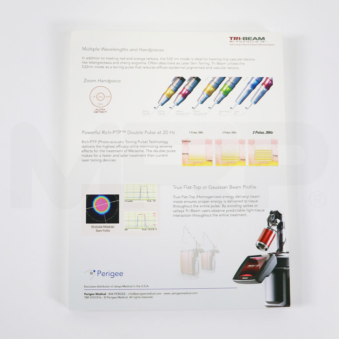 Jeisys Tri-Beam Premium Tattoo & Pigment System Marketing Sheets x33 Pack
