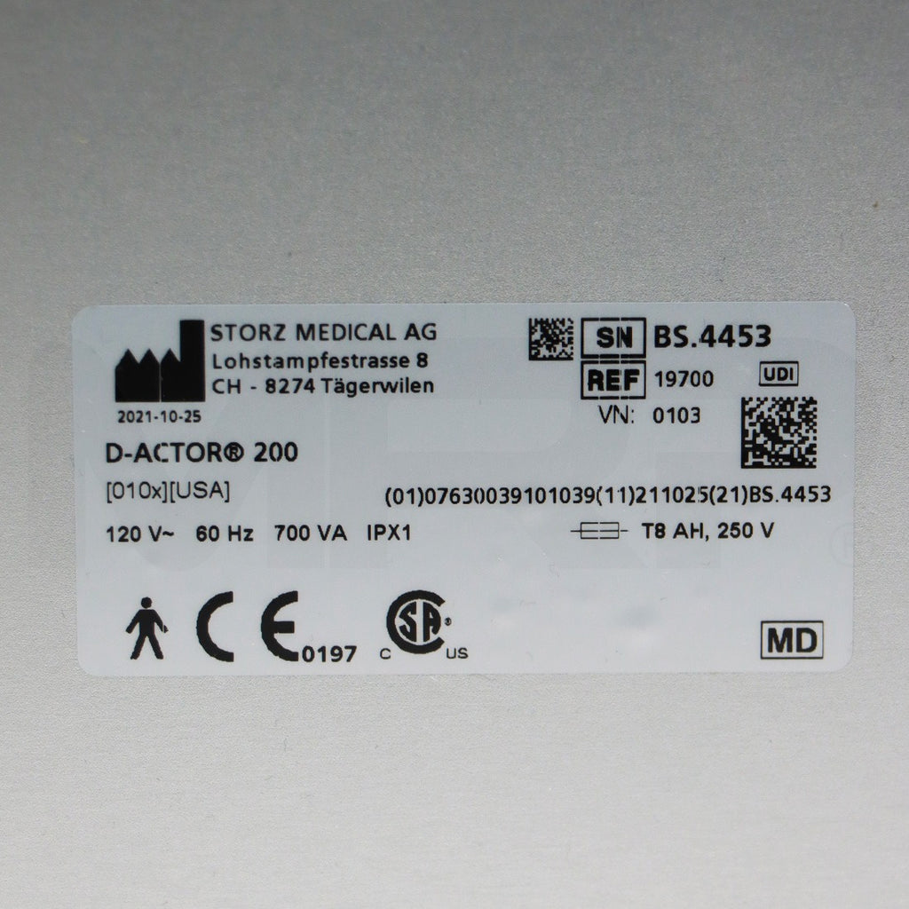 2021 Storz Medical AG D-Actor 200 Compressed Air Ballistic Pulse Wave System
