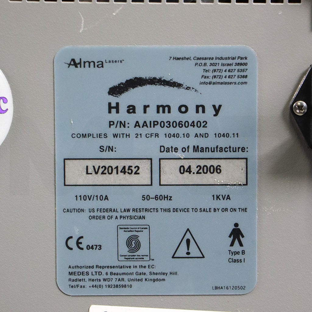2006 Alma Lasers Harmony IPL Laser Skin System