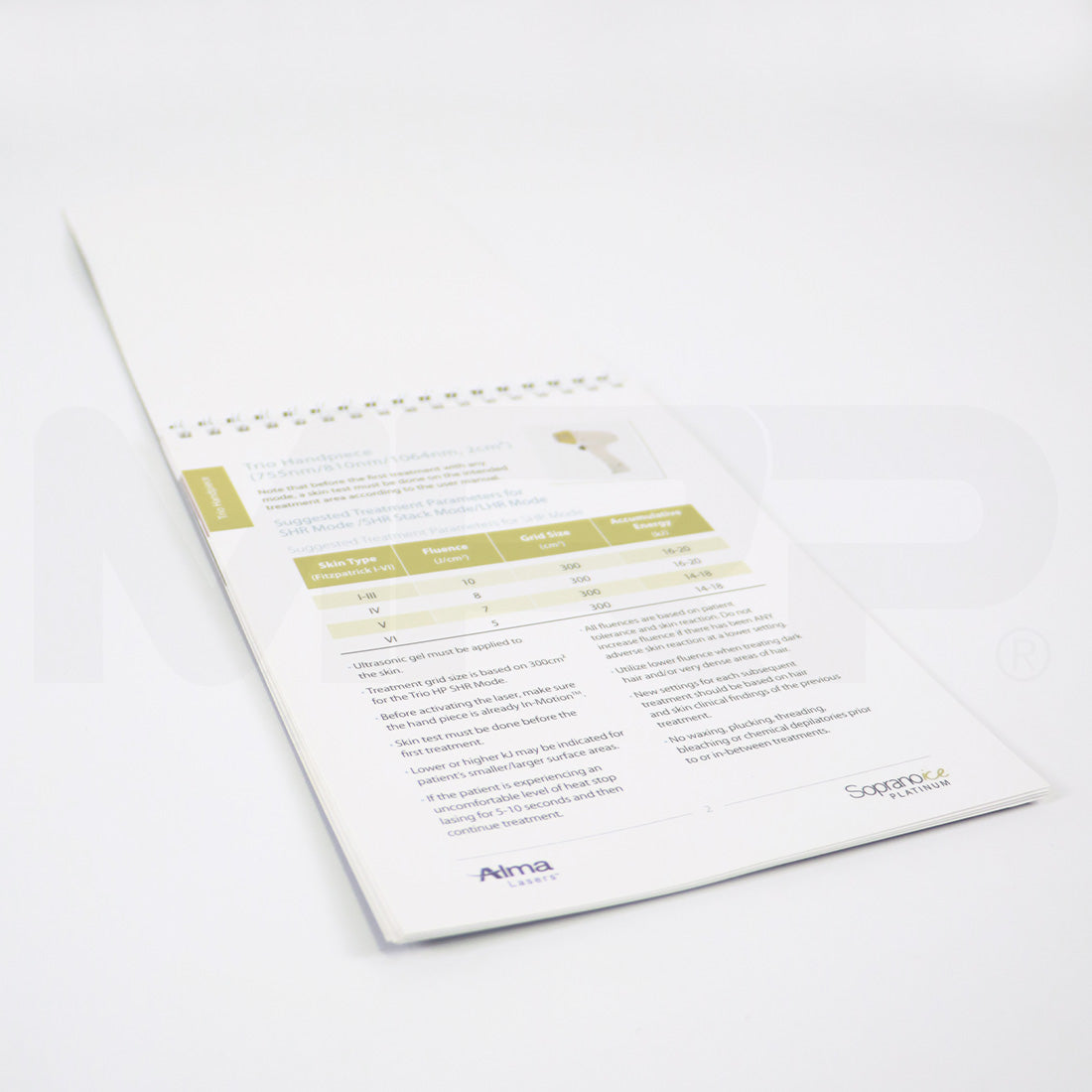 Alma Lasers Soprano Ice Platinum Quick Reference Guide