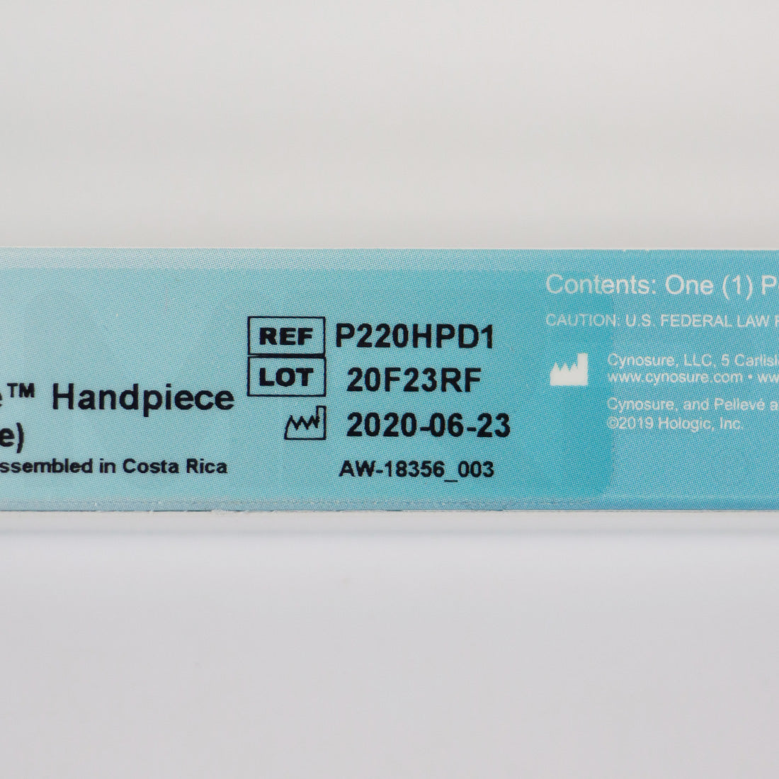 Cynosure Pelleve GlideSafe 20mm Handpiece Fixed Life Reusable RF Wrinkle Reduction