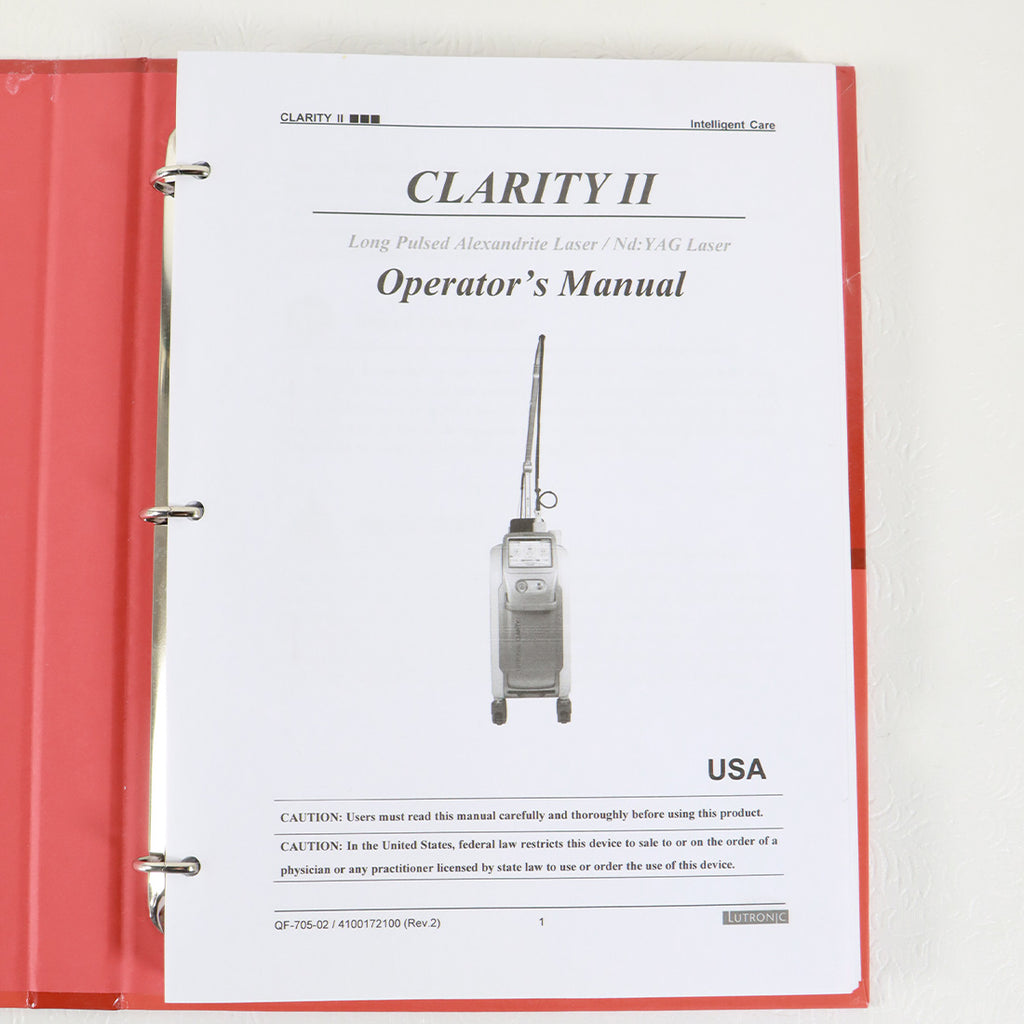 Lutronic Clarity II LPC Operator's Manual 41001720100 Rev 2 English Skincare