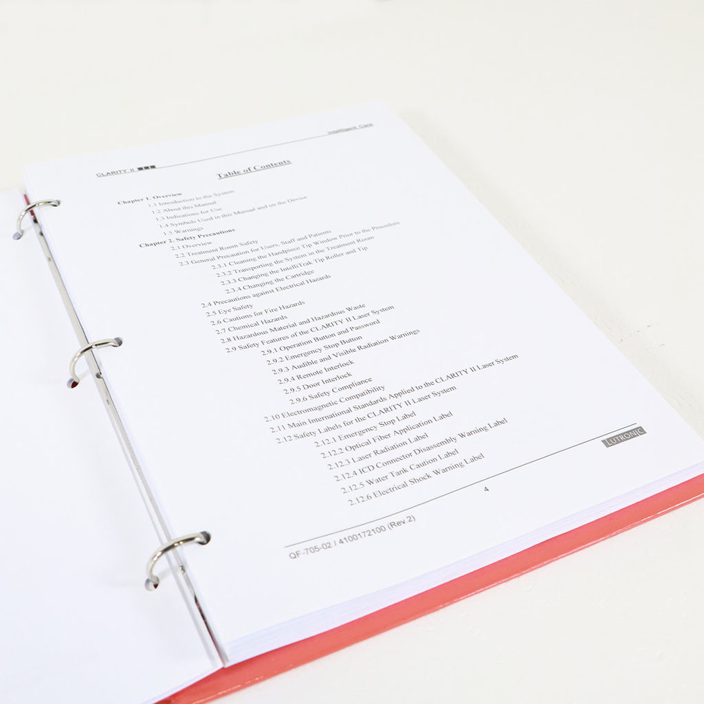 Lutronic Clarity II LPC Operator's Manual 41001720100 Rev 2 English Skincare