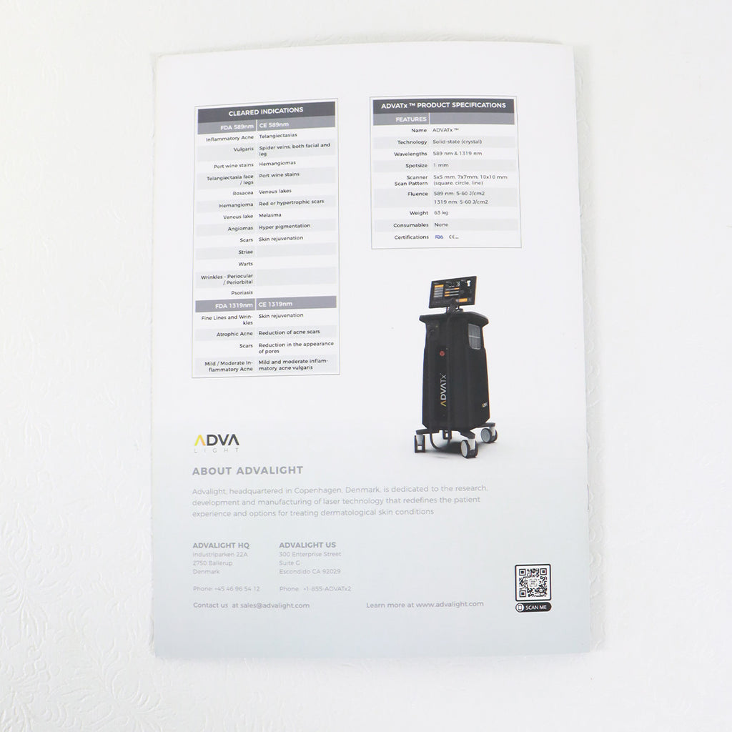 Advalight ADVATx Seven Page Double Sided Introduction Booklet 589nm 1319nm