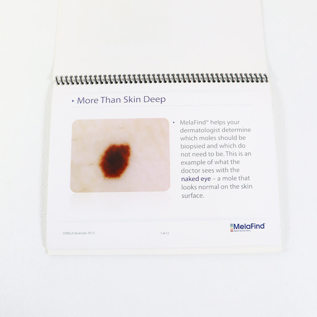 2012 MELA Sciences MelaFind Introduction Standing Marketing Book M100-BR-006