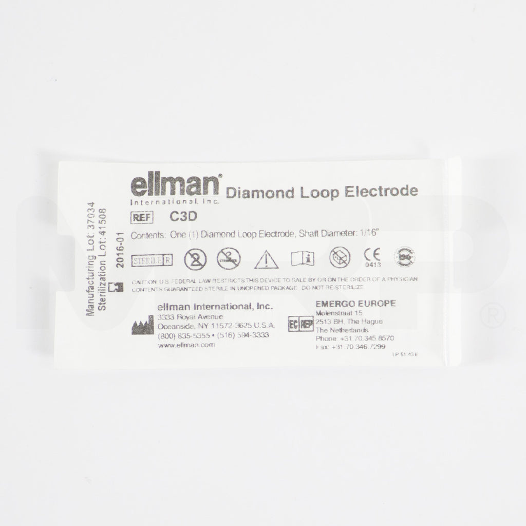 Ellman Diamond loop Electrode Sterile C3D Shaft 1/16in EXP 01/2016 3pk