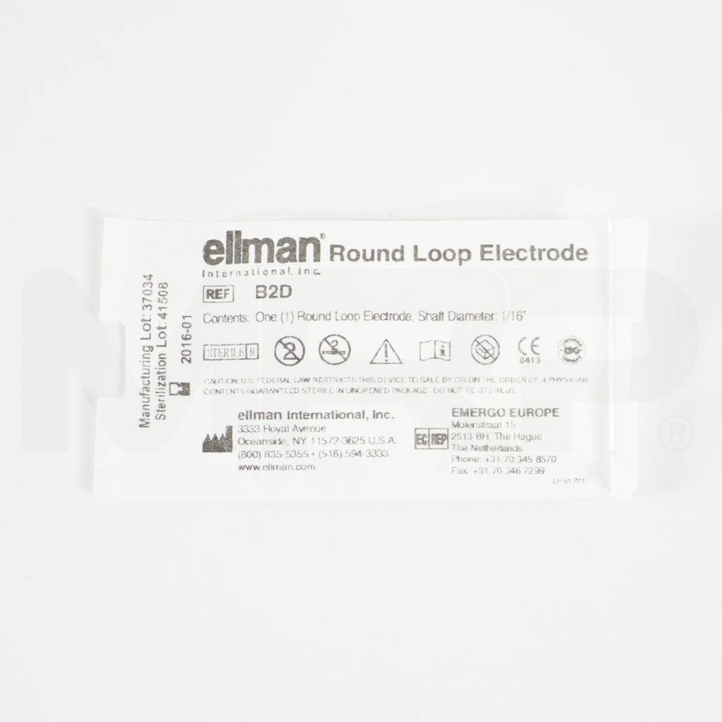 Ellman Round Loop Electrode 1/16in Shaft Sterile B2D EXP 01/2016 3pk