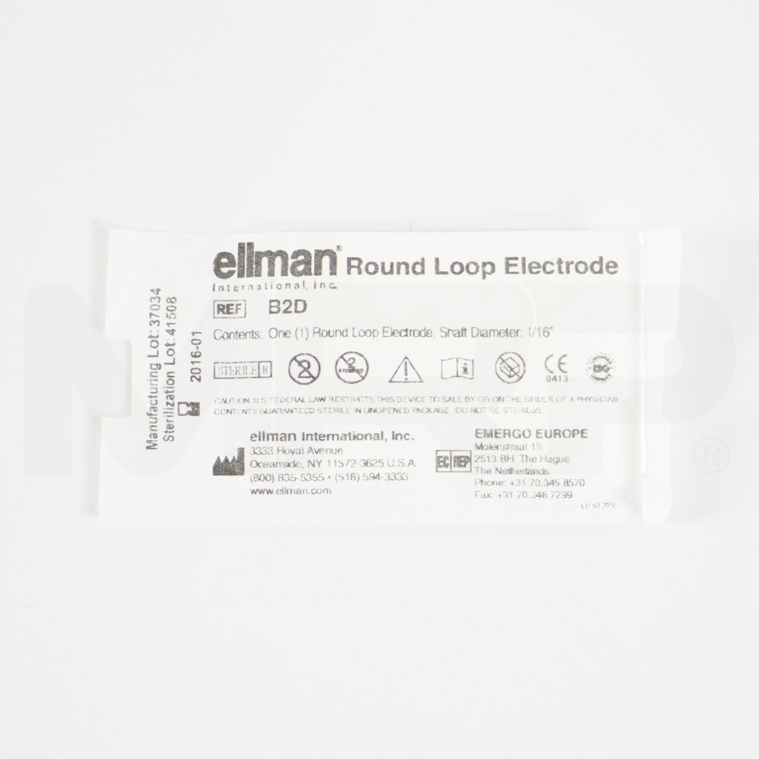 Ellman Round Loop Electrode 1/16in Shaft Sterile B2D EXP 01/2016 3pk