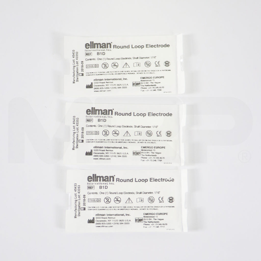 Ellman Round Loop Electrode 1/16in Shaft Sterile B1D EXP 09/2018 3pk