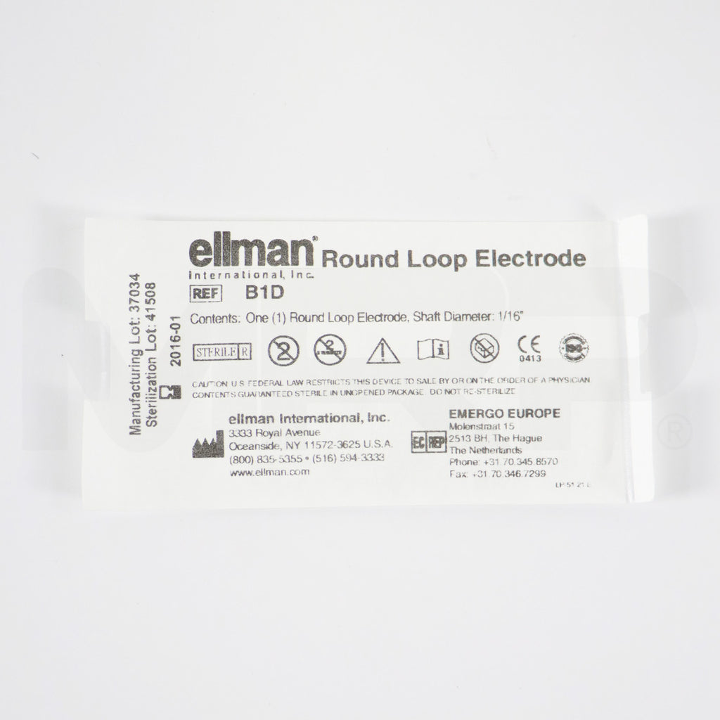 Ellman Round Loop Electrode 1/16in Shaft Sterile B1D EXP 01/2016 2pk