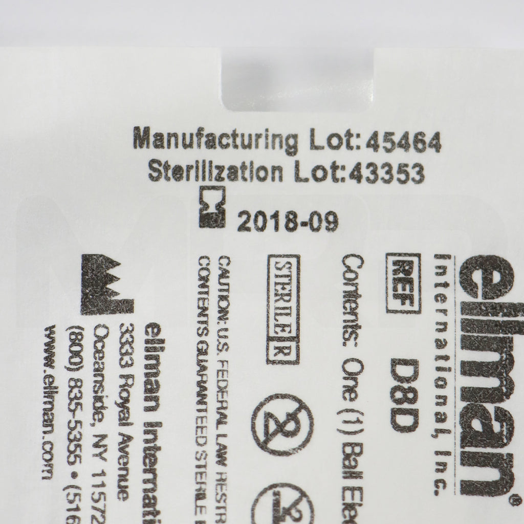 Ellman Ball Electrode 1/16in Shaft Sterile D8D EXP 09/2018 27pk