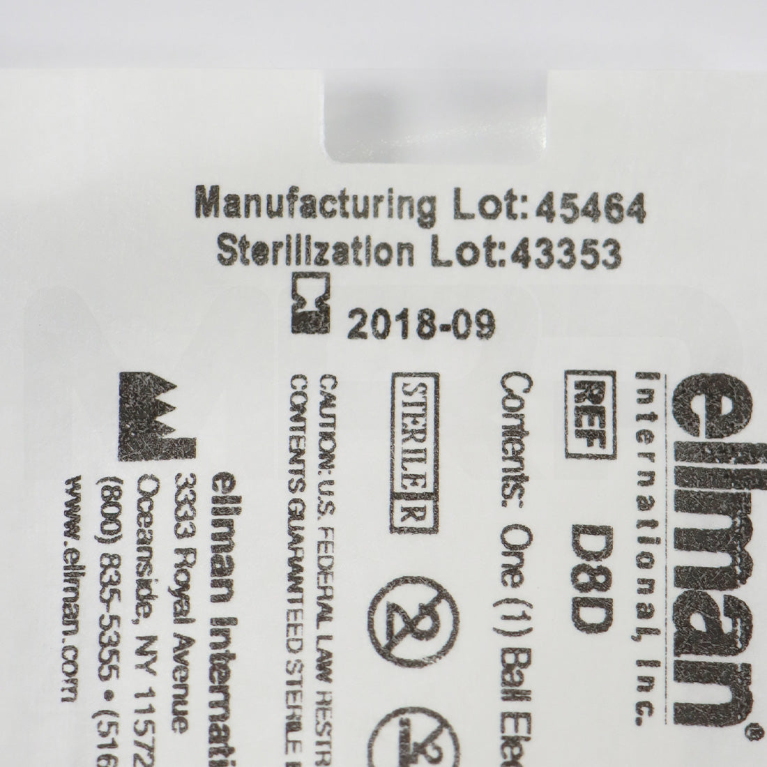 Ellman Ball Electrode 1/16in Shaft Sterile D8D EXP 09/2018 27pk