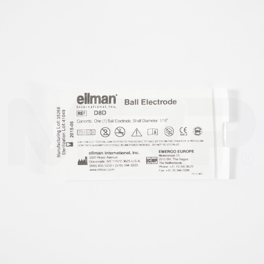 Ellman Ball Electrode 1/16in Shaft Sterile D8D EXP 06/2015 13pk
