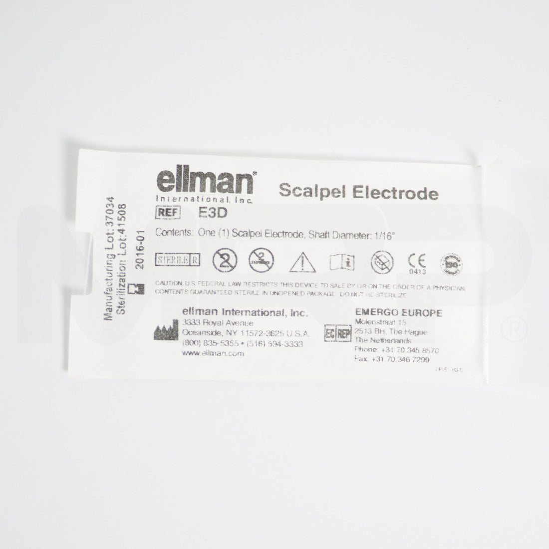 Ellman Scalpel Electrode 1/16" Shaft Diameter 3pk EXP 01/2016