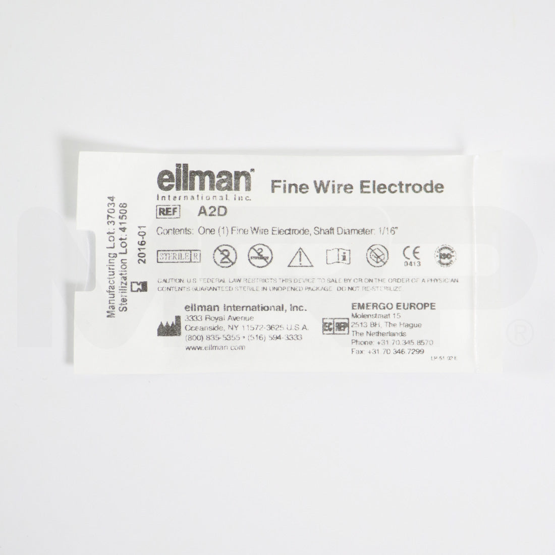 Ellman Fine Wire Electrode 1/16" Shaft Diameter A2D 5pk EXP 01/2016