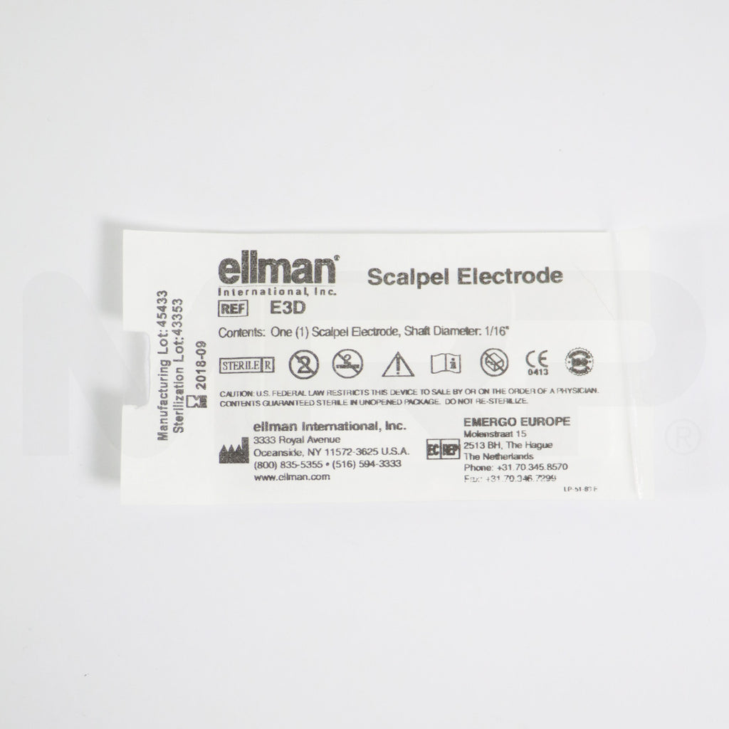 Ellman Scalpel Electrode 1/16" Shaft Diameter 5pk E3D EXP 09/2018