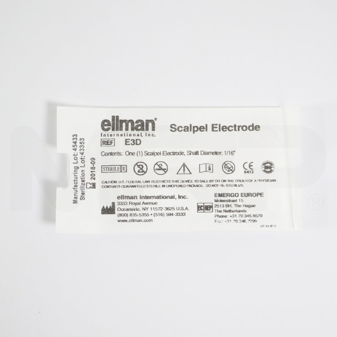 Ellman Scalpel Electrode 1/16" Shaft Diameter 5pk E3D EXP 09/2018