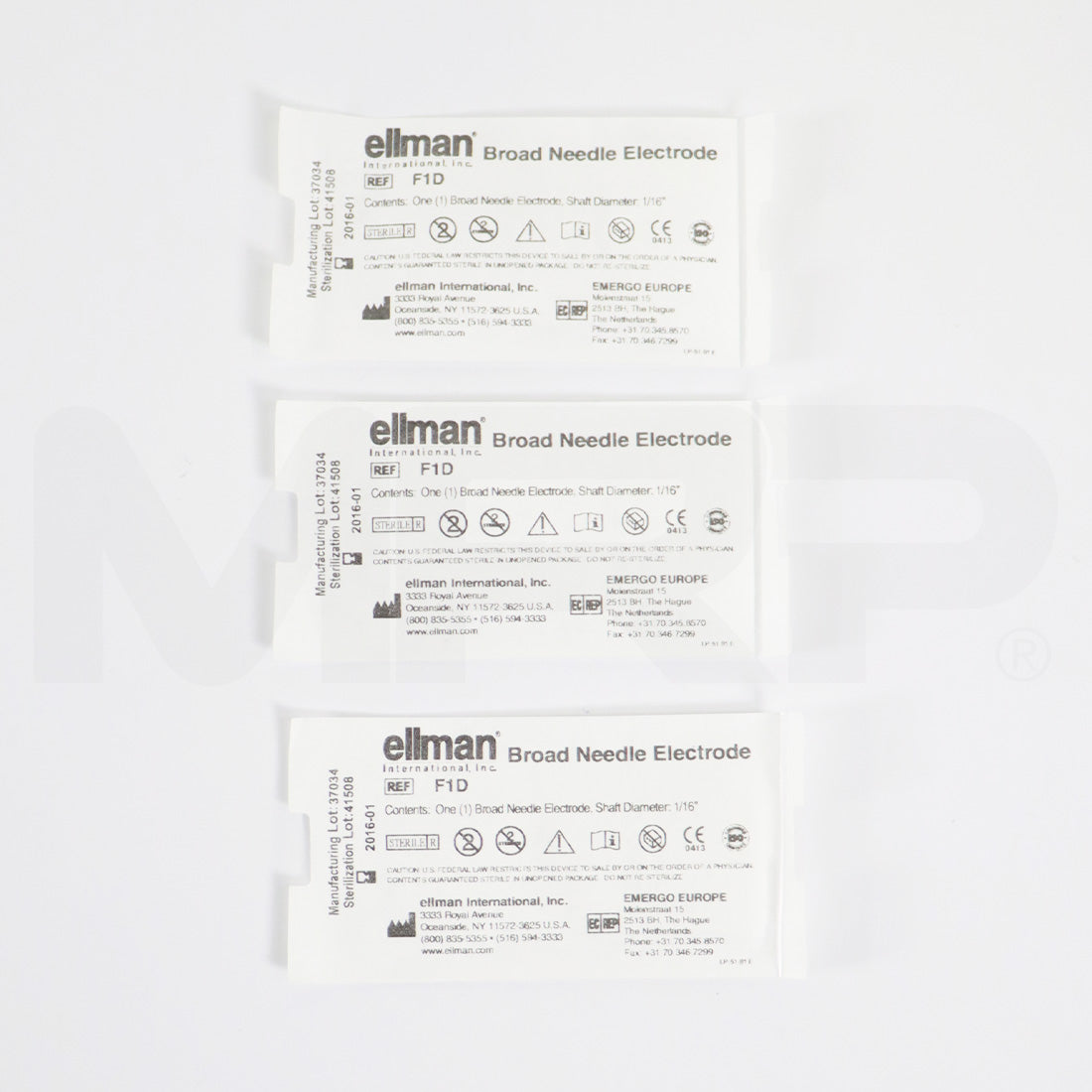 Ellman Broad Needle Electrode 1/16" Shaft Diameter F1D 3pk EXP 01/2016