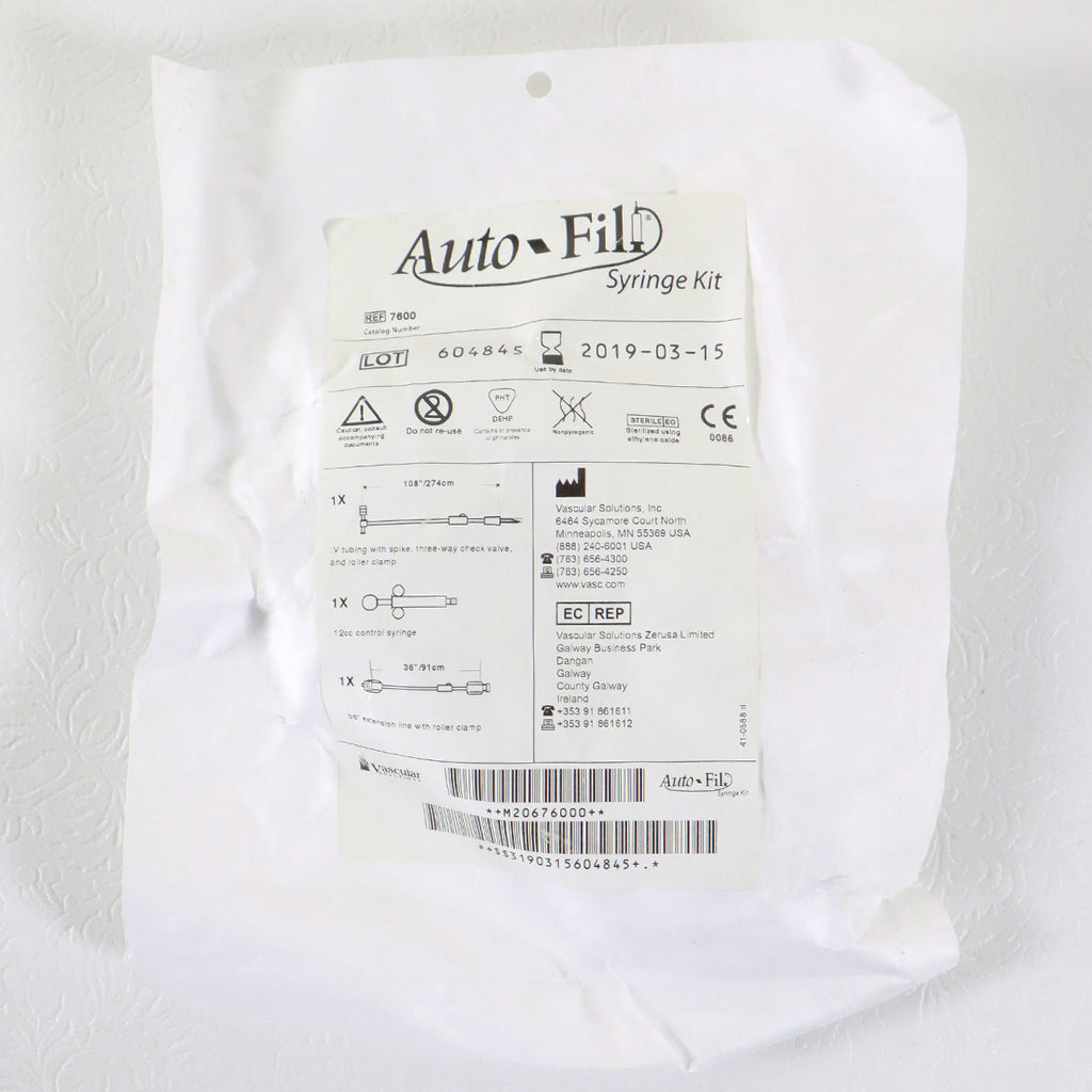Vascular Solutions Auto-Fill Syringe Kit AutoFill 12cc Control 1PK EXP 03/2019