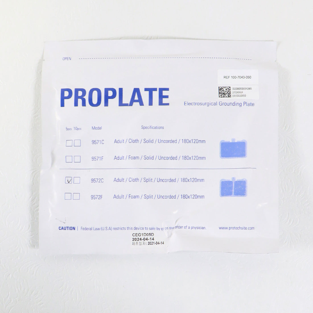 Darwin Proplate Adult/Cloth/Split 9572C Electrosurgical Grounding Plate x5Pc