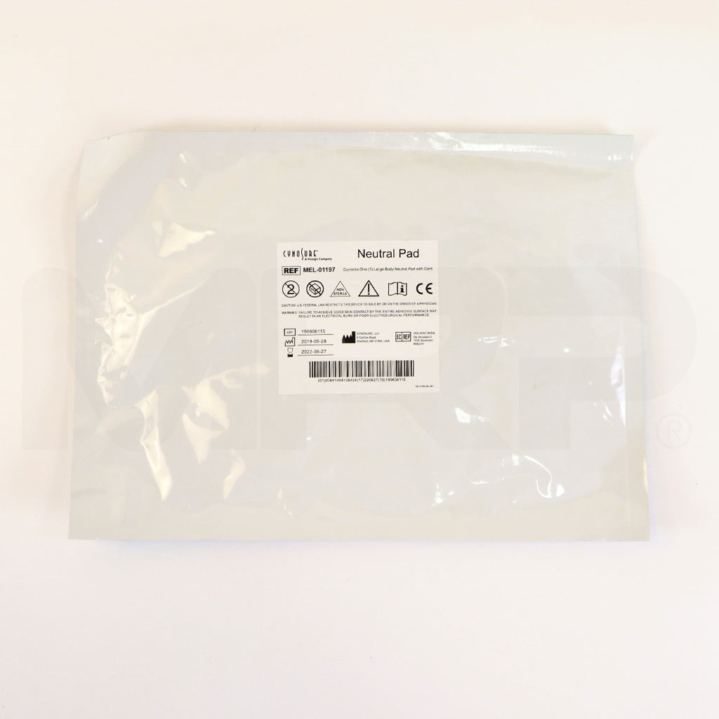 Cynosure RF Electrosurgical Large Body Neutral Pad with Cord MEL-01197, Single