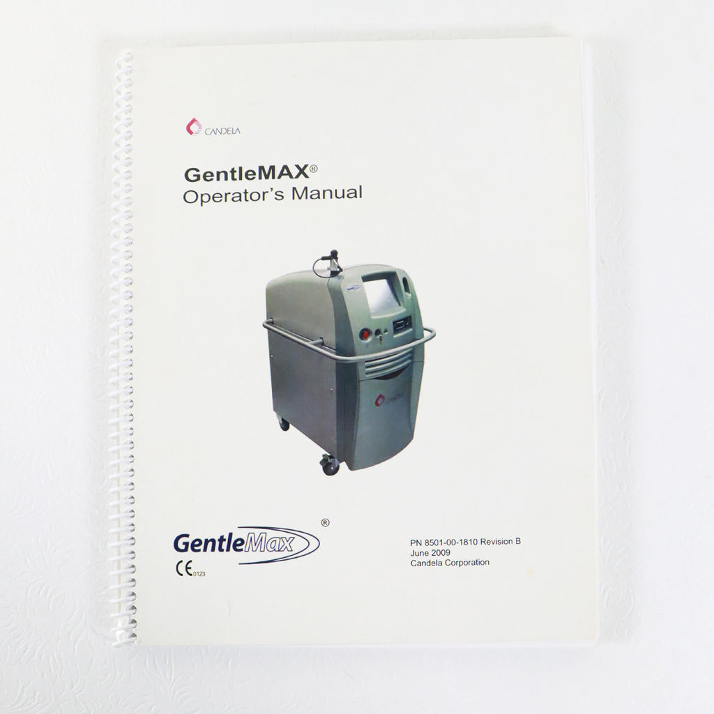 2009 Candela GentleMax Laser Operator Manual Software Book 8501-00-1810 Rev B