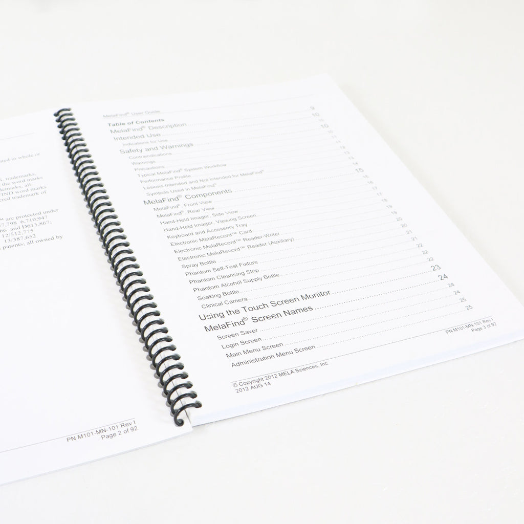 2012 MELA Sciences MelaFind User Guide Manual English M101-MN-101 Rev 1