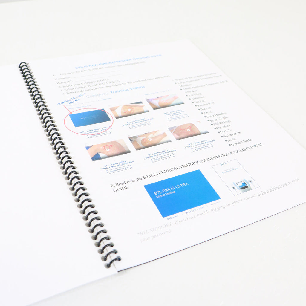 BTL Exilis Ultra New Hire Manual Workbook Booklet