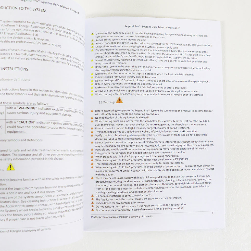 2019 Lumenis Legend Pro System User Manual Guide 11600510U