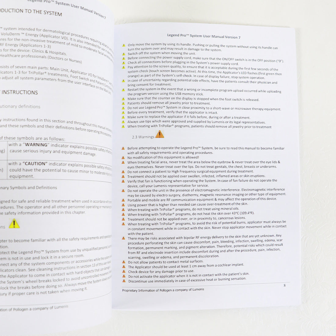 2019 Lumenis Legend Pro System User Manual Guide 11600510U