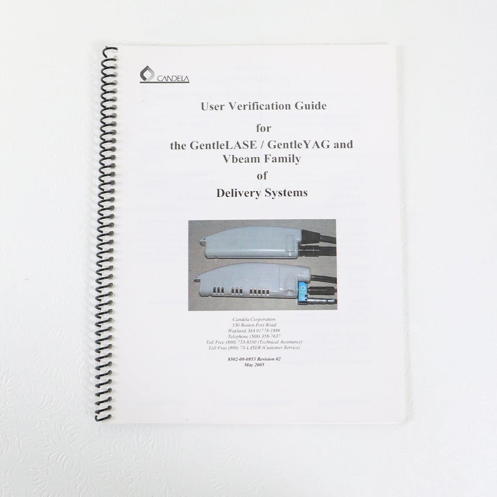 Candela GentleLASE GentleYAG Vbeam Family Delivery System User Verification Guide