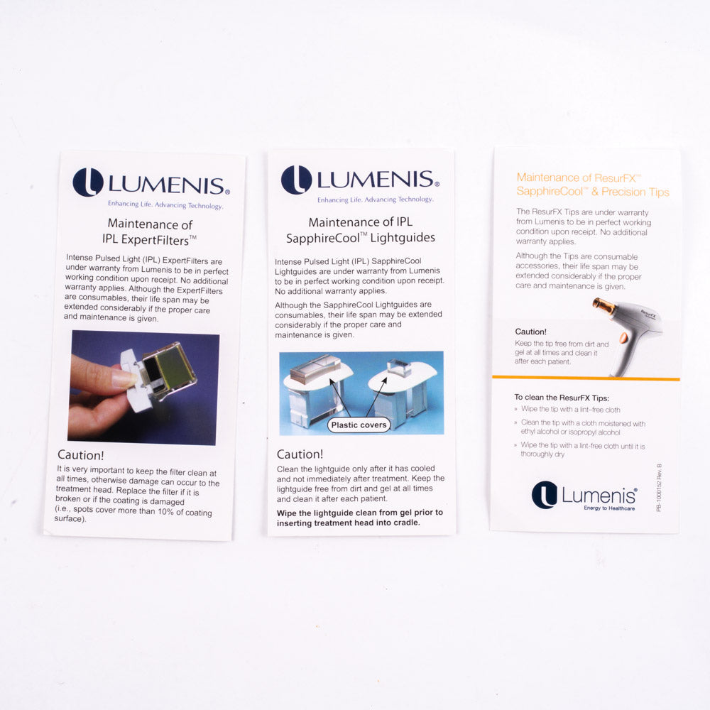 Lumenis Maintenance Guides - ExpertFilters, SapphireCool Lightguides & ResurFX