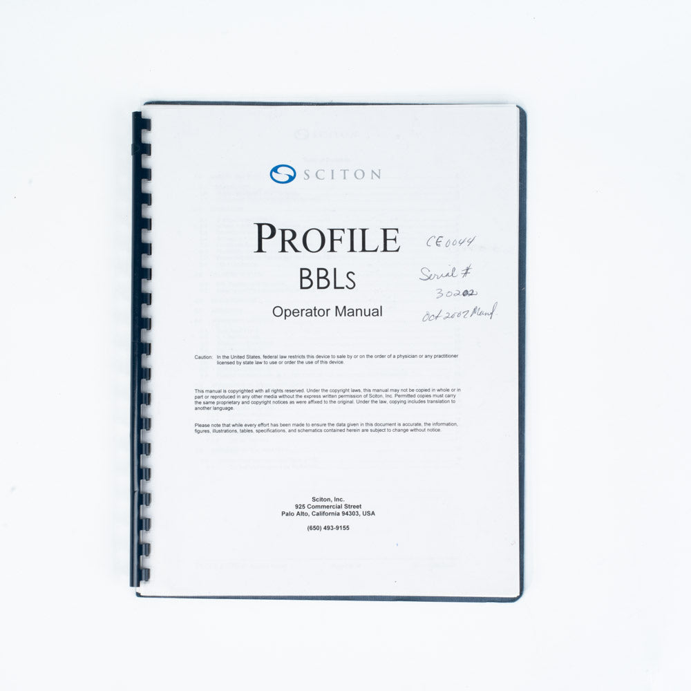 Sciton PROFILE Operator Manual - P/N: 2013-005-00 1064 Nd:YAG User Guide