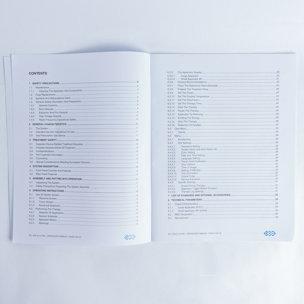 2016 BTL EXILIS ULTRA Body Conturing Original Physical System Operators Manual