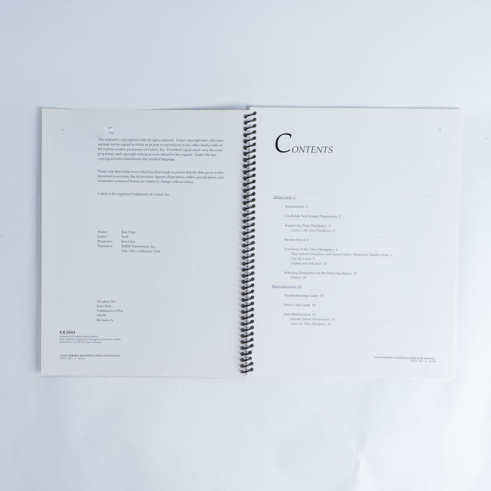 Cutera Titan Dermal Handpiece Operator Manual - D0199 REV A