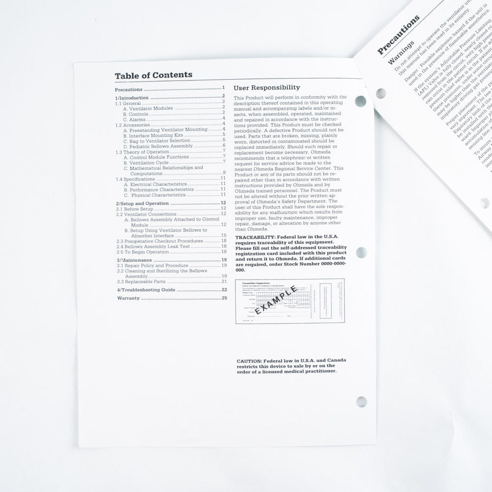DATEX - OHMEDA 7000 Electronic Anesthesia Ventilator Operation Manual