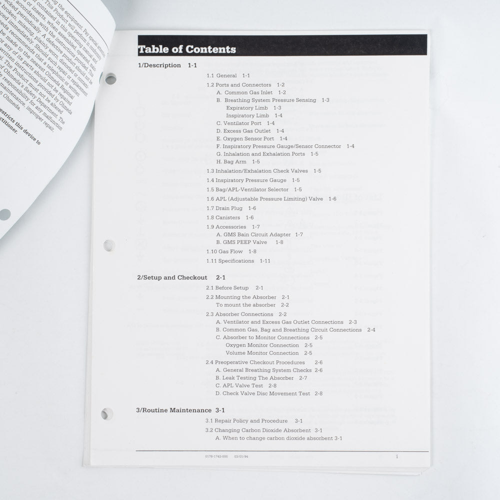 DATEX - OHMEDA GMS Absorber Operation & Maintenance Manual
