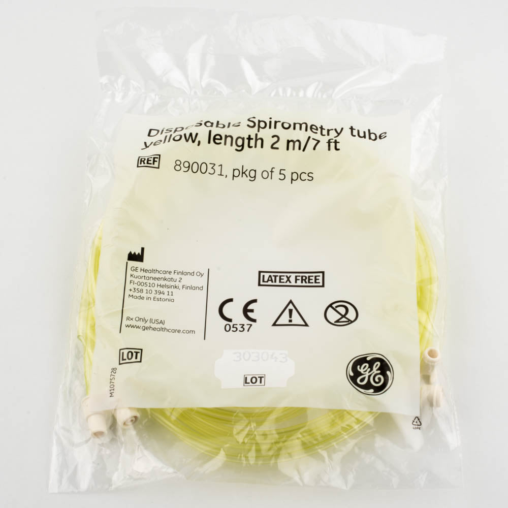 (5 Pcs) Disposable Latex Free Spirometry Tube - Yellow 2 Meter / 7 Foot - d