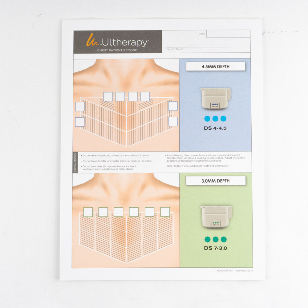 Ultherapy Patient Chest Planning Record - Treatment Preparation Tear Sheet