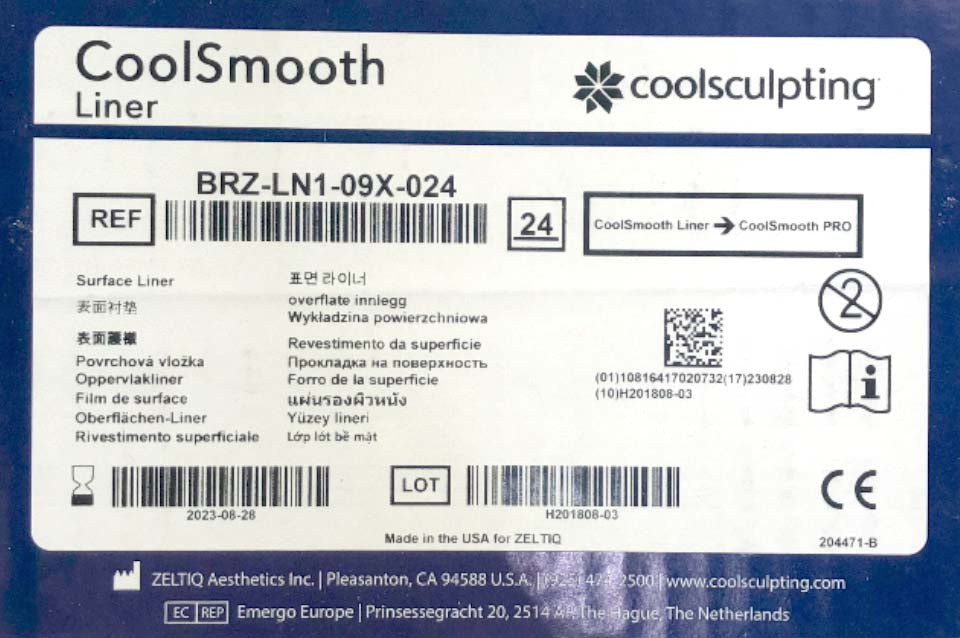 Zeltiq CoolSculpting BRZ-LN1-09X-024 CoolSmooth PRO SMOOTH Liners 24PK OPEN 2023