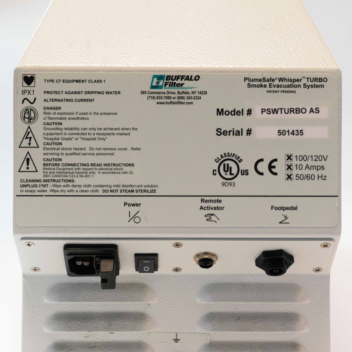 Buffalo Filter WHISPER TURBO PlumeSafe Smoke Evacuation System - PSWTURBO AS