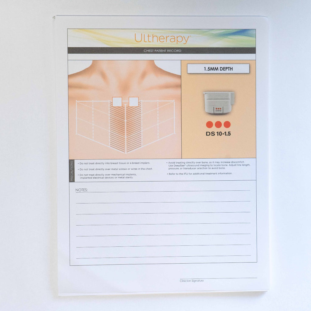 Ulthera Ultherapy Chest Patient Record Informational Double Sided Form 1001286C