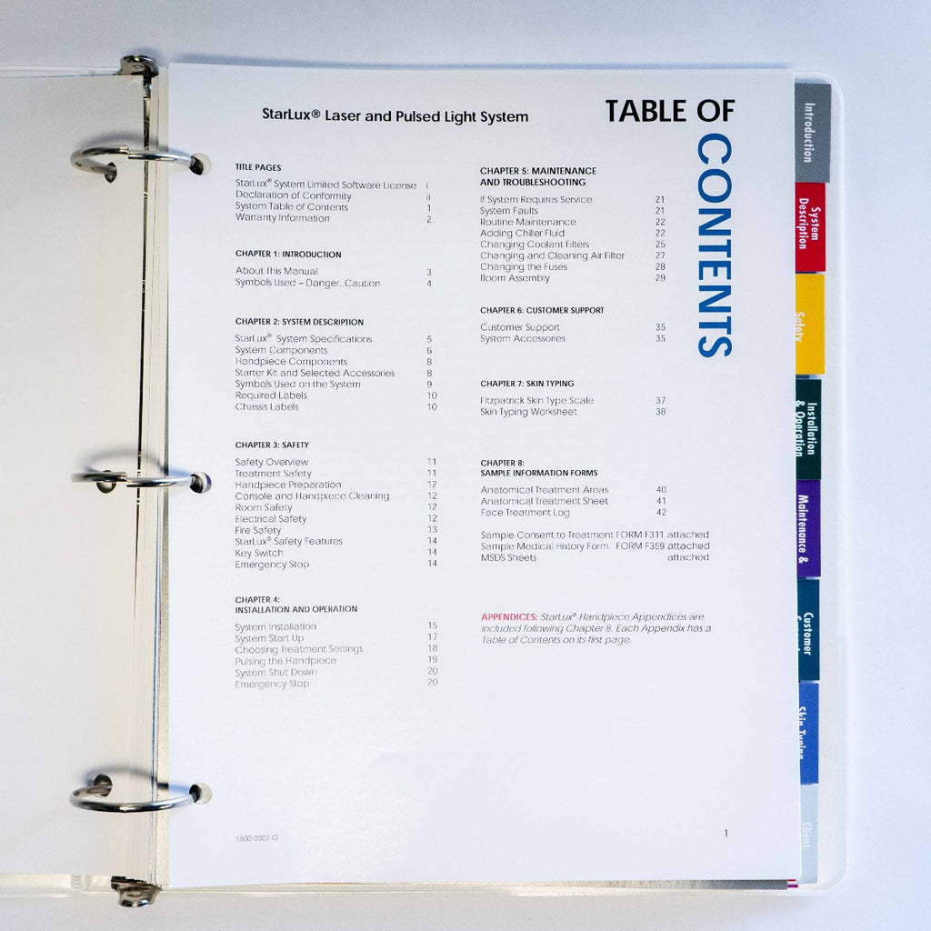 2010 Cynosure Palomar STARLUX 300 Operators Manual - P/N 1500-0001-N *NEW*