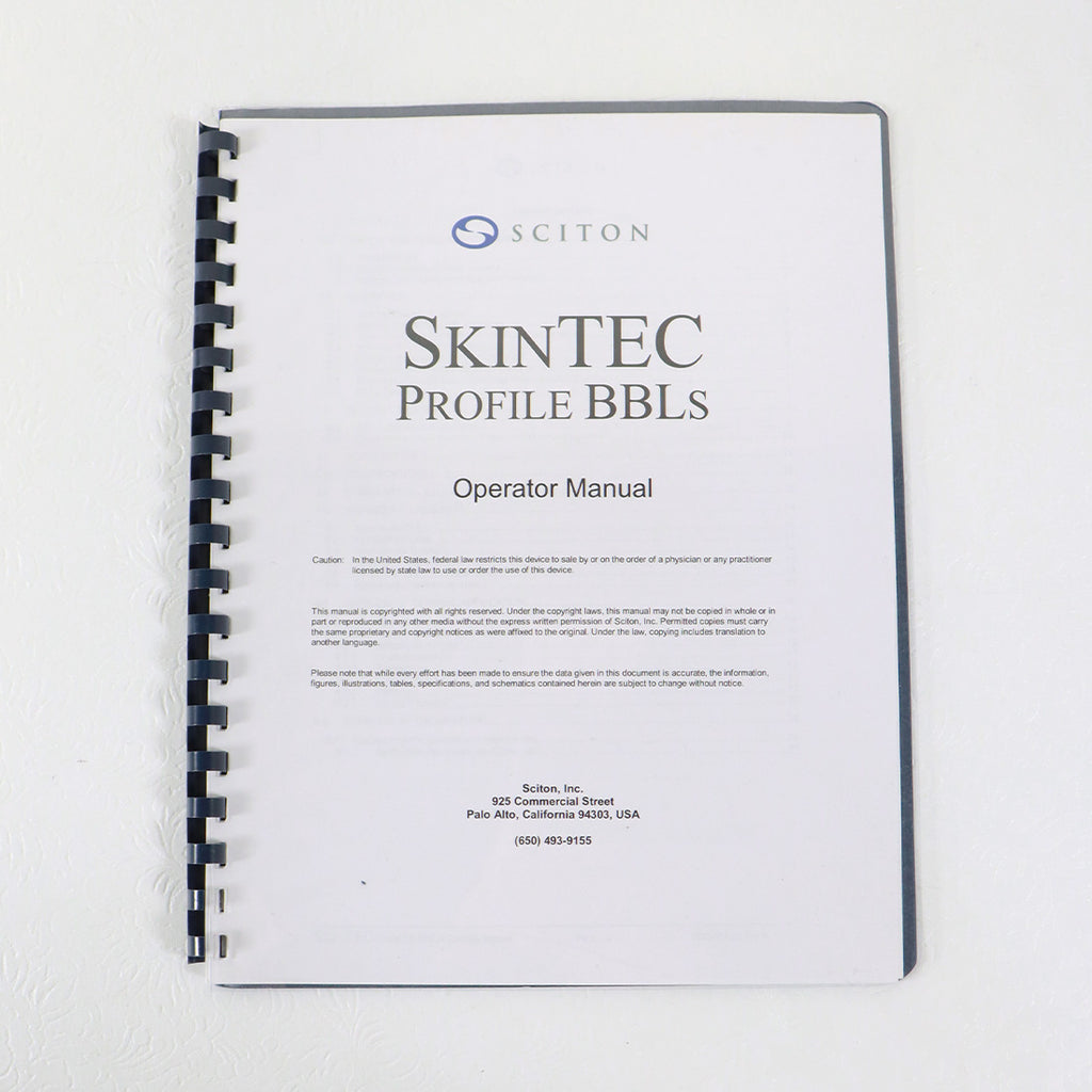 Sciton Profile Laser Operator Manual Operation Training Treatment Guide Rev A