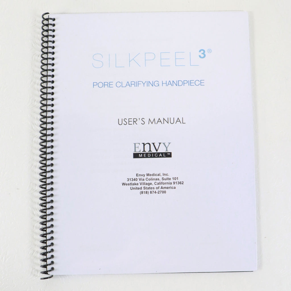 Envy Medical SilkPeel 3 Body User Manual Pre Clarifying Handpiece RCA-DOC-0222