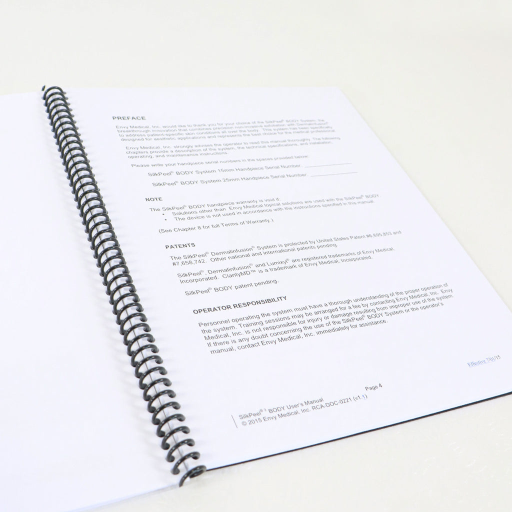 Envy Medical SilkPeel 3 Body User Manual Guide RCA-DOC-0221