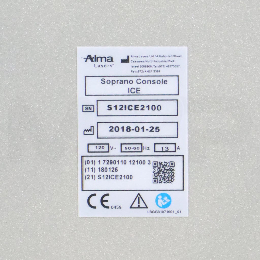 2018 Alma Soprano ICE Diode HP Single Wavelength Hair Removal System